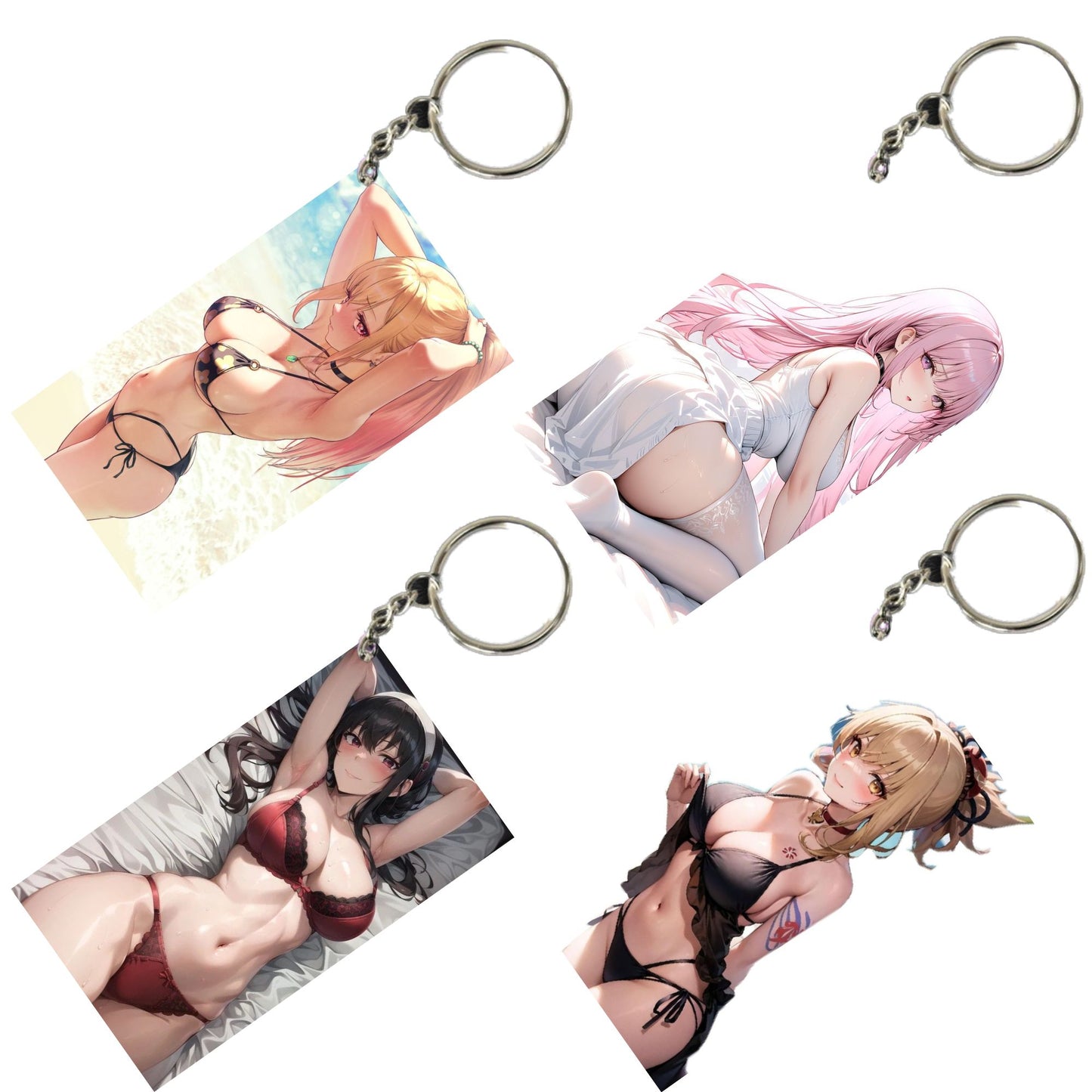 HENTAI Anime Unique Style 4 pcs Combo Keychain