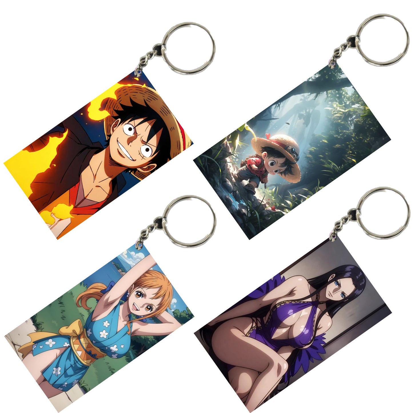 One Piece Anime Unique Style 4 pcs Combo Keychain