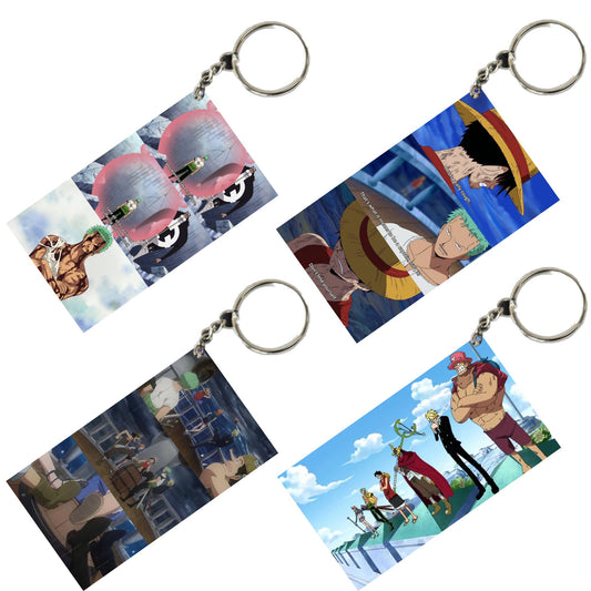 One Piece Anime Unique Style 4 pcs Combo Keychain