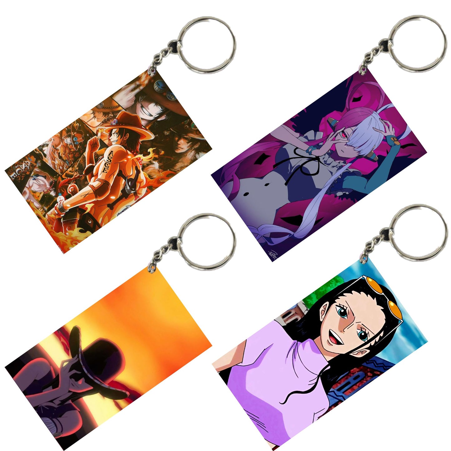 One Piece Anime Unique Style 4 pcs Combo Keychain