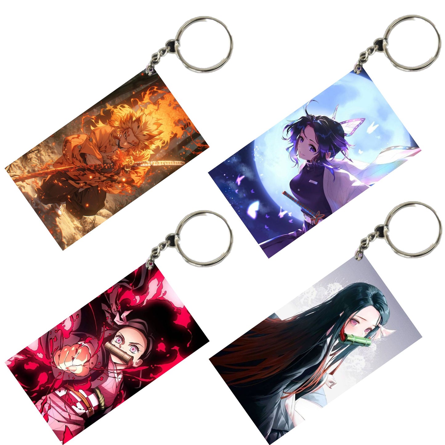 Demon Slayer Anime Unique Style 4 pcs Combo Keychain