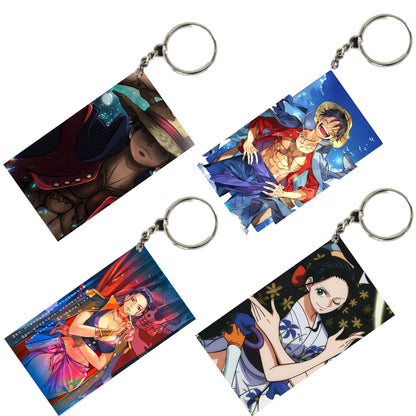 One Piece Anime Unique Style 4 pcs Combo Keychain