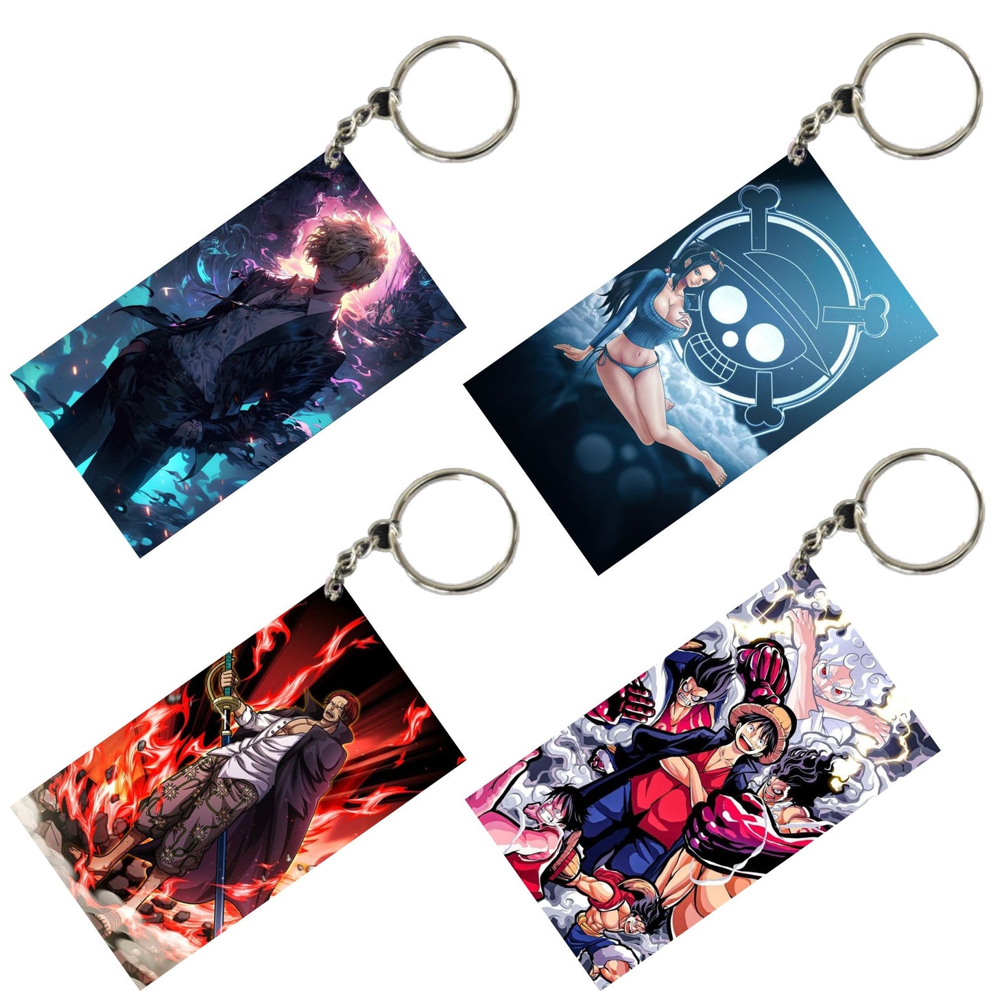 One Piece Anime Unique Style 4 pcs Combo Keychain