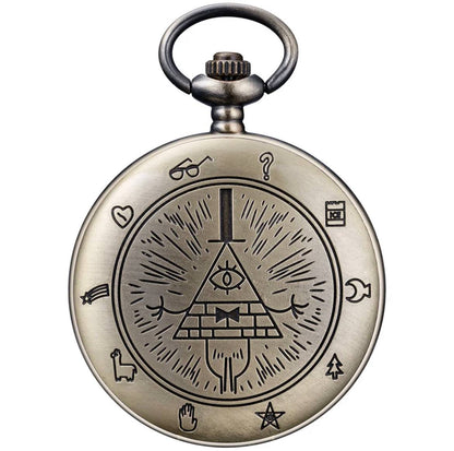 BILL CIPHER Antique Pocket Watch Keychain