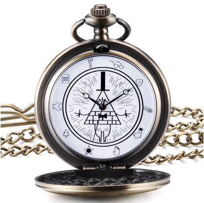 BILL CIPHER Antique Pocket Watch Keychain